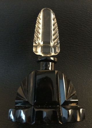 Vintage / Antique Art Deco Black And Clear Perfume Bottle