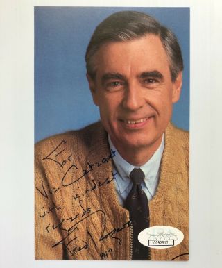 Fred Rogers Mr Mister Rogers Signed Autograph 3x5.  5 Photo Jsa Priority S&h