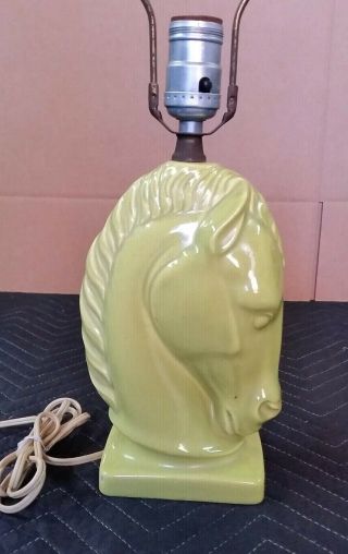 RARE Vintage GONDER CERAMIC ARTS Yellow Greek Stallion Horse Head Lamp 2