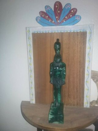 Old Tourist Pre 1940 Horus Egyptian Statue - Green Bakalite Like Resin W/glyphs