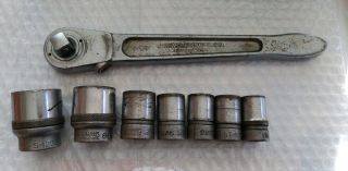 Vintage J.  H.  Williams S - 50 1/2 " Drive Ratchet Wrench & 7 Ass 