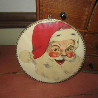 Unusual Antique Vintage Santa Clause Flue Cover Vivid Color