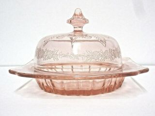 Vintage Pink Adam Butterdish / Old,  Guaranteed / Jeannette Glass Co