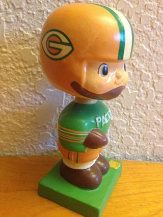 Green Bay Packers Vintage Green Square Base Bobble Nfl Bobblehead Antique Toy
