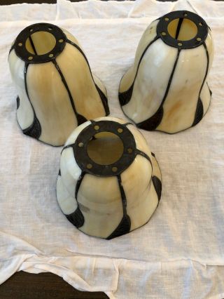 3 Vintage Tiffany Style Stained Glass Lamp Shades