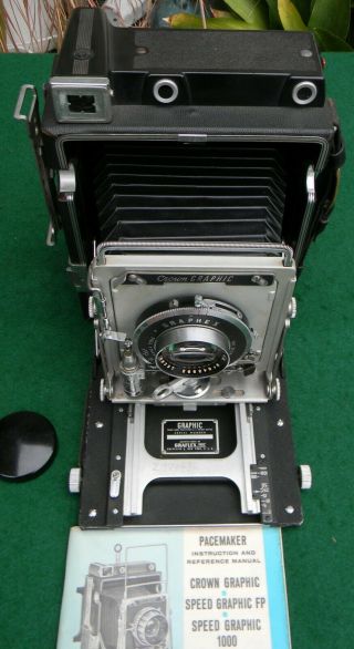 Vintage Graflex Crown Graphic 4x5 Film Camera W/ Graflex Optar 162mm F 4.  5 Lens