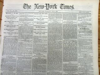 2 1865 Ny Times Civil War Newspapers Steamboat Sultana Disaster With 1547 Deaths