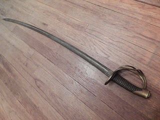 Unmarked Heavy Model 1840 Civil War Cavalry Sword No Scabbard Usa Only