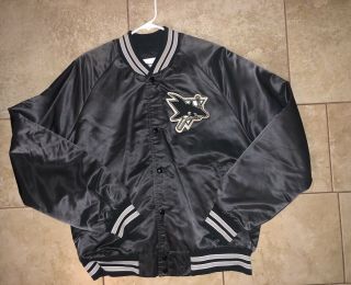 Vintage 90s San Jose Sharks Chalkline Satin Jacket Big Logos Size Large