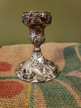 Vintage Silver Plated Candle Holder By Godinger 5 " Tall Grape And Leaf Design