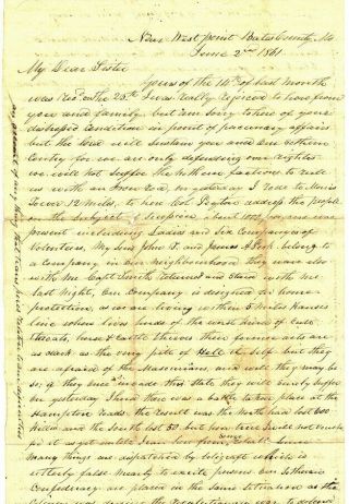 Rare Civil War Soldier Letter - Bates County,  Missouri - 1861