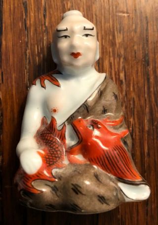 Lovely Chinese Vintage Porcelain Bottle In The Shape Of A Seated Monk Or Scholar