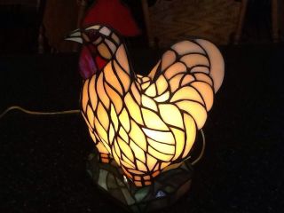 Stained Glass Rooster Table Or Desk Lamp