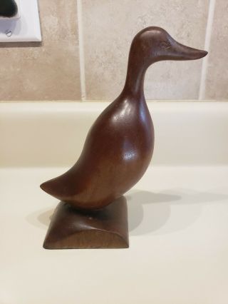 Vintage Cherokee Wood Carved Duck Signed " Catolster " Cherokee,  Nc