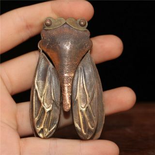 Chinese Pure Copper Handmade Insect Cicada Shape Ink Cartridge Ink Box