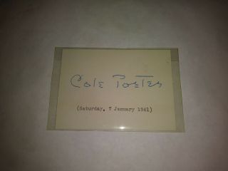 Cole Porter Autographed Signed Card Autograph Signature