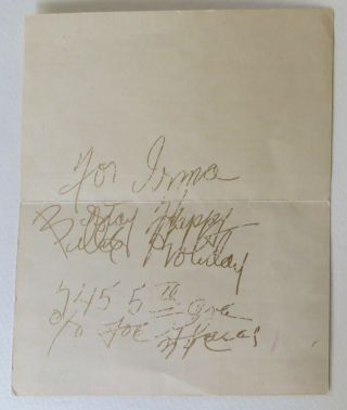 Autograph Billie Holiday From The Hi - Hat,  Boston,  Authentic.