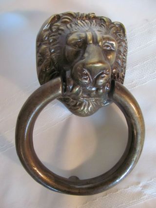 Large Lion Head Heavy Front Door Knocker Solid Brass Vintage Antique Style