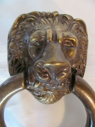 Large LION head heavy front Door Knocker SOLID BRASS vintage antique style 3
