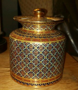 Antique Vintage Meissen Style Porcelain Heavy Gold Gilt Tea Caddy Ginger Jar