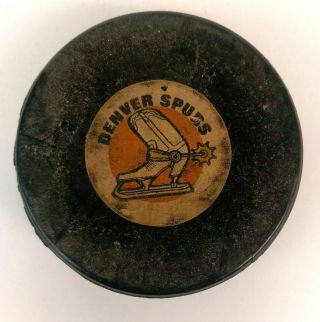 Vintage Official Denver Spurs Western Hockey League Game Puck Converse