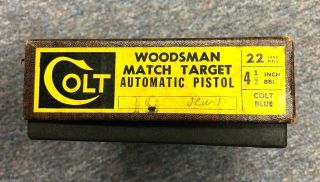 Vintage Colt Woodsman Target Model 4 1/2 ".  22 Cal Box W/ Booklet Target Tag Etc.