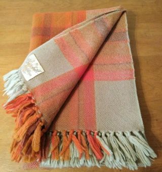 Vintage Mid Century Churchill Weavers Plaid Handwoven Throw Blanket 48 " X70 "