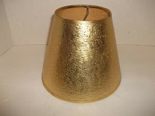Vintage Hollywood Regency Clip On Light Bulb Lamp Shade Gold Punched Mcm 6.  5 "