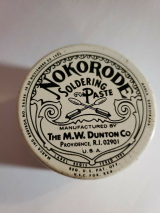 Vintage Nokorode Soldering Paste Tin Advertising MW Dunton Co.  Merchandising 3