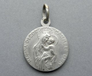 Jesus Christ,  Saint Virgin Mary.  Sacred Heart Antique Religious Medal Lavrillier