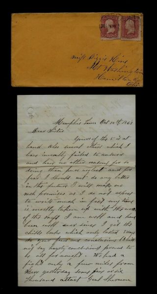 Civil War Letter - 39th Ohio Infantry - Rebels Attack Gen Sherman On Railroad