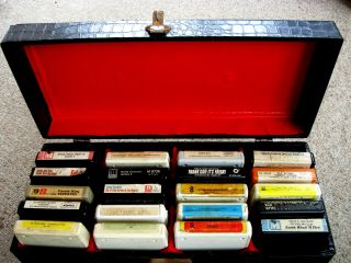 Vintage 8 - Track Tape Carry Case With Key & 20 Tapes 1970 