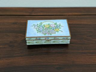 Antique Chinese Enamel On Copper Hand Painted Trinket Box