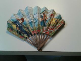 Rare Vintage Antique French Advertising Fan Hotels In,  France