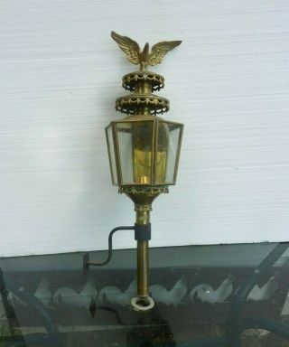 Large Antique Brass Coach Carriage Lantern Eagle Lamp Oil