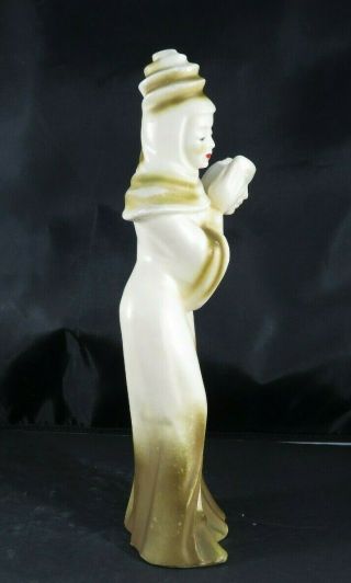 Rare Art Deco ceramic figurine Chinese Venetian theatre Lady w mask 3