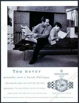 1999 Patek Philippe Annual Calendar Moonphase Watch Father Son Photo Print Ad