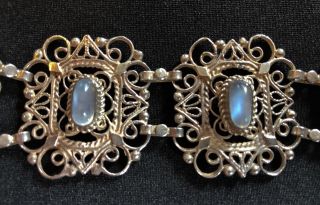 Gorgeous Antique Art Nouveau/edwardian Sterling Silver Moonstone Bracelet