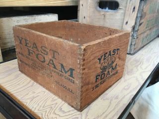 Vintage Wooden Advertising Crate Box Purity Yeast Foam Chicago Illinois 4 Sided
