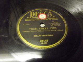 Rare Billie Holiday 78 Record Them There Eyes/keeps On Rainin 