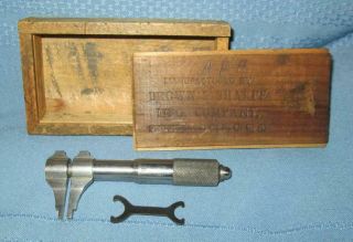 Vintage Brown & Sharpe Inside Micrometer No.  250 English In Wood Box