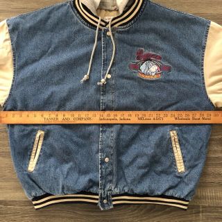 Vintage Disney Store Eeyore Bomber Denim Varsity Jacket with Hood Men’s Size XXL 2