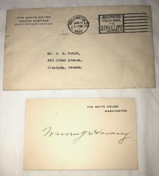 1922 President Warren Gamaliel Harding Autograph Signature & Envelope