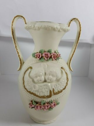 Gorgeous Large Victorian Style Twin Cherubs 2 - Handled Vase