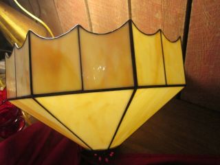 ANTIQUE LEADED SLAG GLASS LAMP SHADE 3