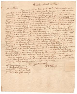 Declaration Signer William Ellery War - Dated Autograph Letter Signed To Daughter