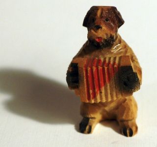 Vintage Wood Carved Dog Musical Accordion Wire Fox Terrier Airedale Irish Terrie