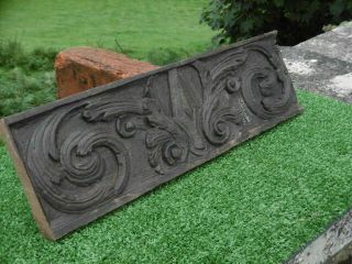 C.  17thc Oak Carved Panel With Acanthus Leaf & Diamond Carvings (2)
