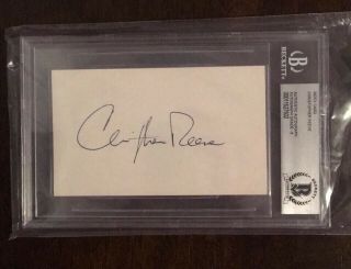 Christopher Reeve Signed Index Superman Rare Encapsulated Beckett Bas