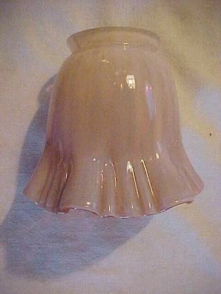 Victorian Pink Opalescent Pleated & Ribbed Glass Electric Shade 2 - 1/4” Fitter